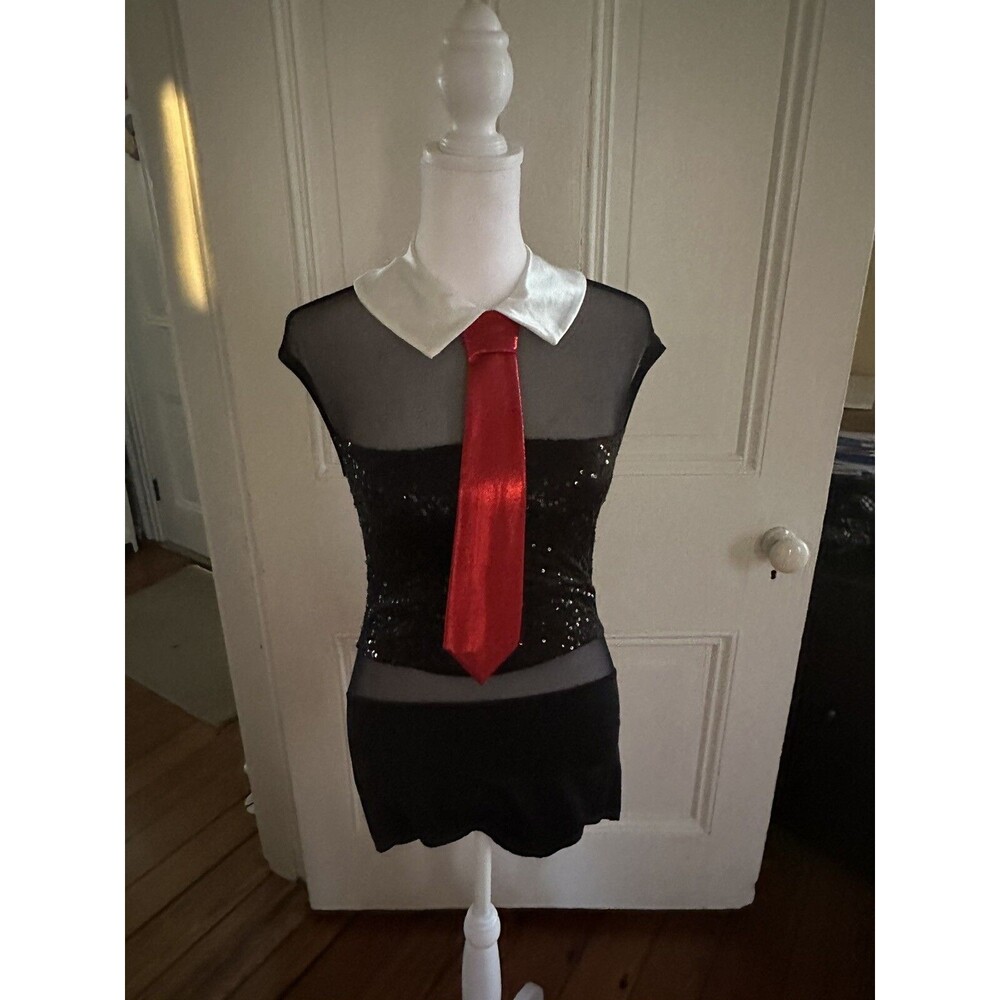Black and red jazz dance costume small adult weissman